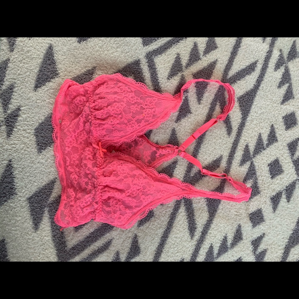 Hot pink lace bra